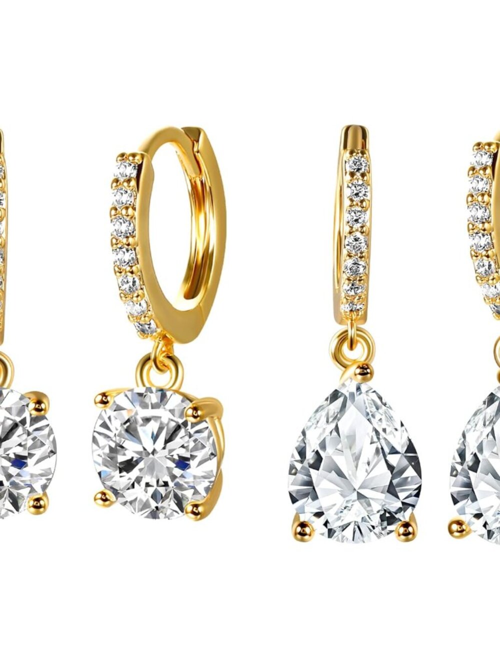 18K Gold Plated Dangle Hoop Earrings Set for Women Hypoallergenic Huggie Earring